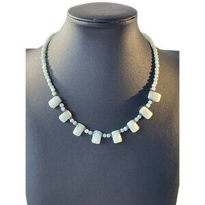 Baroni Designs Natural Faceted Light Sky Blue Gemstone Collar Bead Necklace